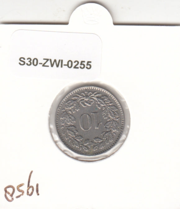 S30-ZWI-0255 Switzerland 10 Rappen VF 1958 KM# 27