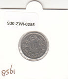 S30-ZWI-0255 Switzerland 10 Rappen VF 1958 KM# 27