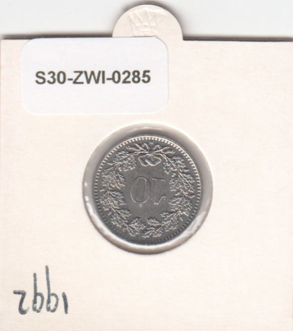 S30-ZWI-0285 Switzerland 10 Rappen XF 1992 KM# 27