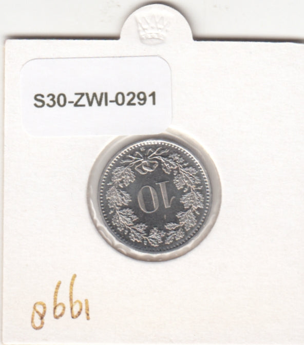 S30-ZWI-0291 Switzerland 10 Rappen UNC 1998 KM# 27