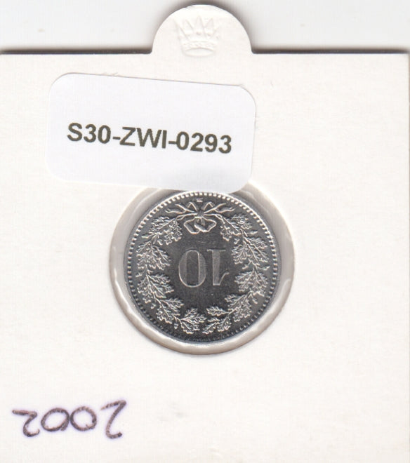 S30-ZWI-0293 Switzerland 10 Rappen UNC 2002 KM# 27