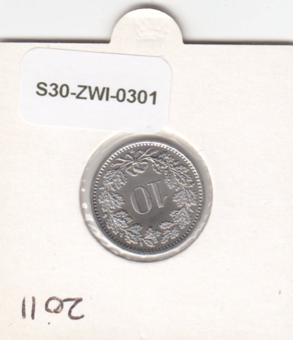 S30-ZWI-0301 Switzerland 10 Rappen UNC 2011 KM# 27