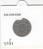 S30-ZWI-0305 Switzerland 20 Rappen VF 1902 KM# 29