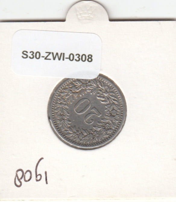 S30-ZWI-0308 Switzerland 20 Rappen VF 1908 KM# 29