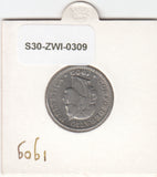 S30-ZWI-0309 Switzerland 20 Rappen VF 1909 KM# 29