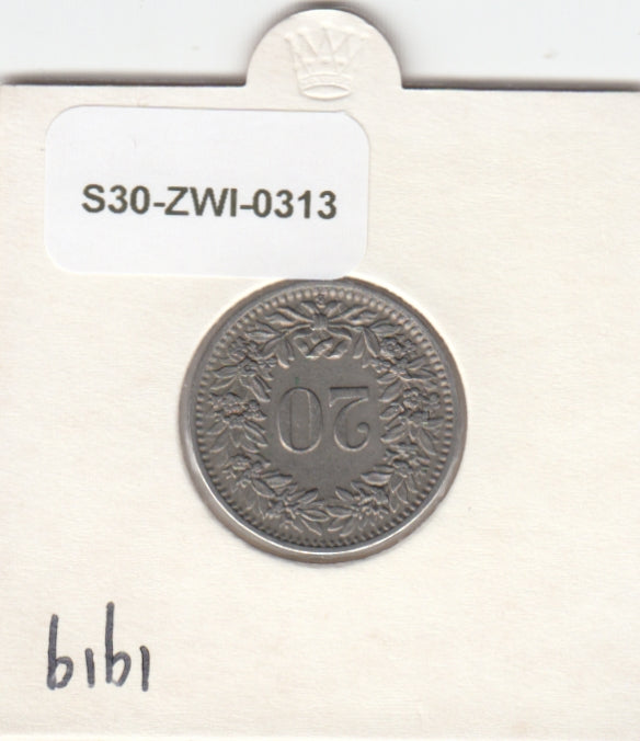 S30-ZWI-0313 Switzerland 20 Rappen VF 1919 KM# 29