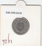 S30-ZWI-0318 Switzerland 20 Rappen XF 1926 KM# 29