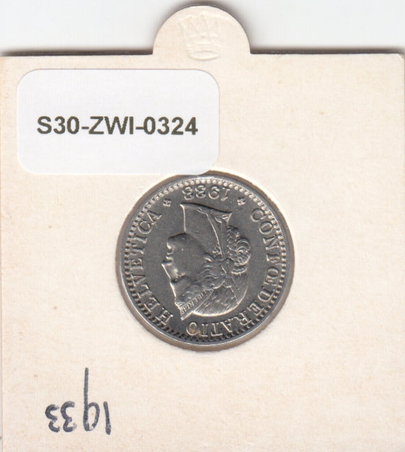 S30-ZWI-0324 Switzerland 20 Rappen XF 1933 KM# 29