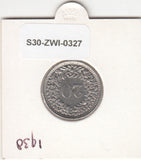S30-ZWI-0327 Switzerland 20 Rappen VF/XF 1938 KM# 29