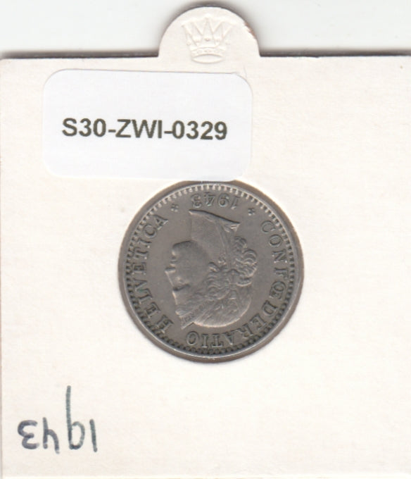 S30-ZWI-0329 Switzerland 20 Rappen VF 1943 KM# 29a