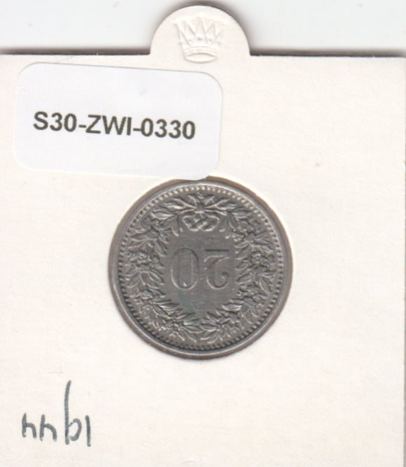S30-ZWI-0330 Switzerland 20 Rappen VF 1944 KM# 29a