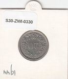 S30-ZWI-0330 Switzerland 20 Rappen VF 1944 KM# 29a