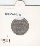 S30-ZWI-0333 Switzerland 20 Rappen VF 1950 KM# 29a