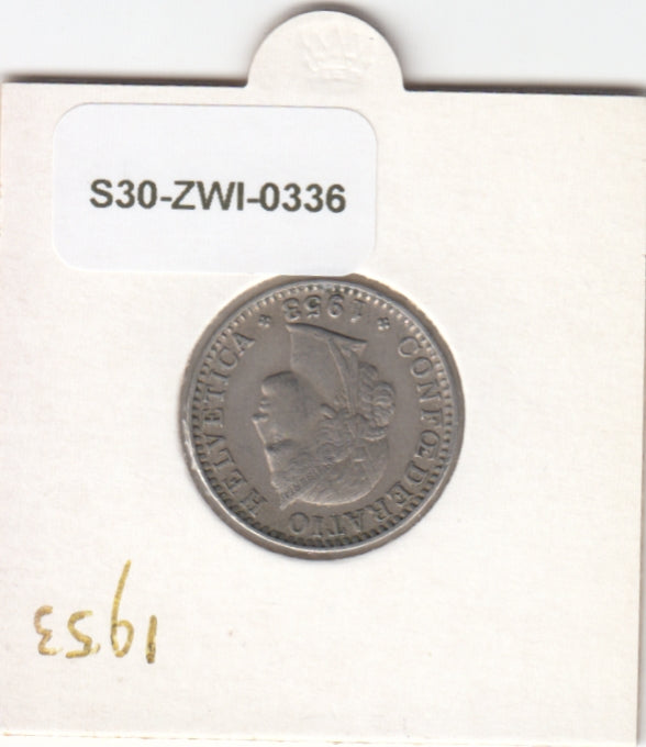 S30-ZWI-0336 Switzerland 20 Rappen VF 1953 KM# 29a