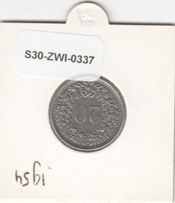 S30-ZWI-0337 Switzerland 20 Rappen VF 1954 KM# 29a