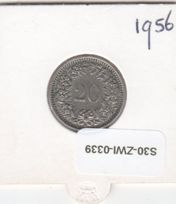 S30-ZWI-0339 Switzerland 20 Rappen VF 1956 KM# 29a