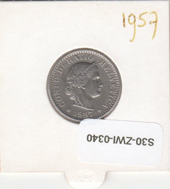 S30-ZWI-0340 Switzerland 20 Rappen VF 1957 KM# 29a