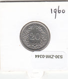 S30-ZWI-0344 Switzerland 20 Rappen XF 1960 KM# 29a
