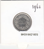 S30-ZWI-0346 Switzerland 20 Rappen AU 1962 KM# 29a