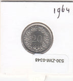 S30-ZWI-0348 Switzerland 20 Rappen AU 1964 KM# 29a