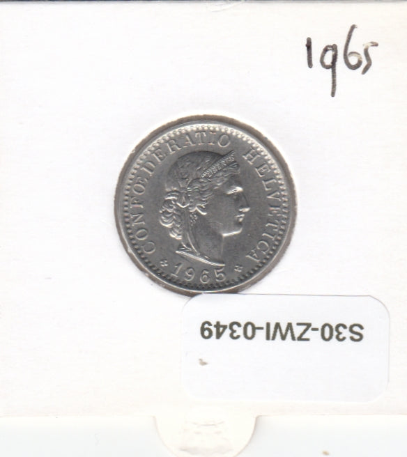 S30-ZWI-0349 Switzerland 20 Rappen AU 1965 KM# 29a