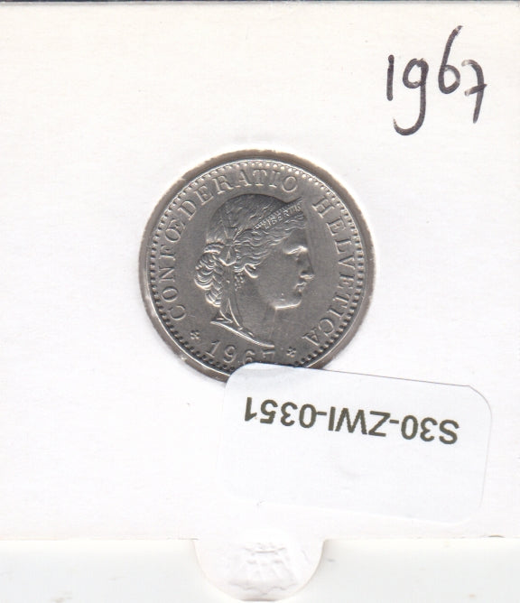S30-ZWI-0351 Switzerland 20 Rappen AU 1967 KM# 29a