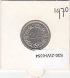 S30-ZWI-0354 Switzerland 20 Rappen AU 1970 KM# 29a