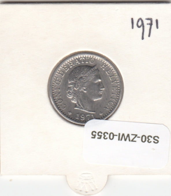 S30-ZWI-0355 Switzerland 20 Rappen AU 1971 KM# 29a