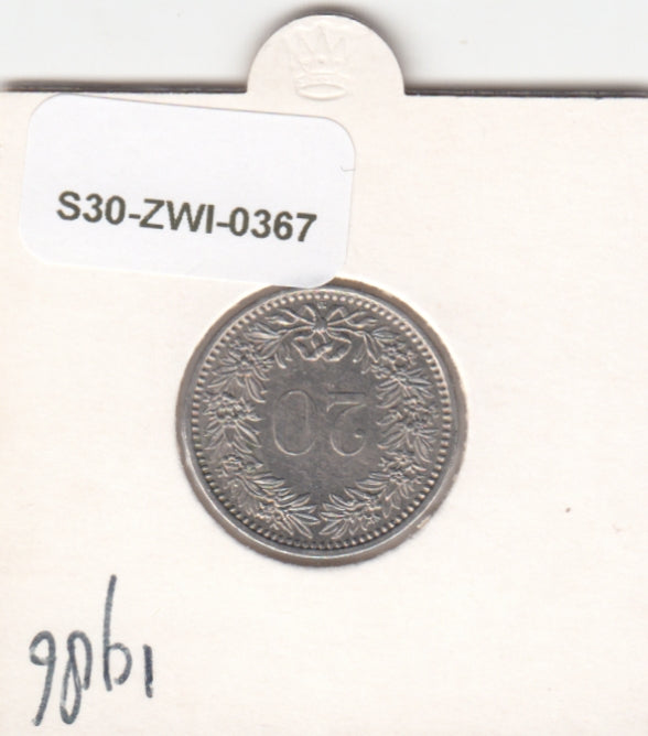 S30-ZWI-0367 Switzerland 20 Rappen XF 1986 KM# 29a