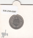 S30-ZWI-0367 Switzerland 20 Rappen XF 1986 KM# 29a