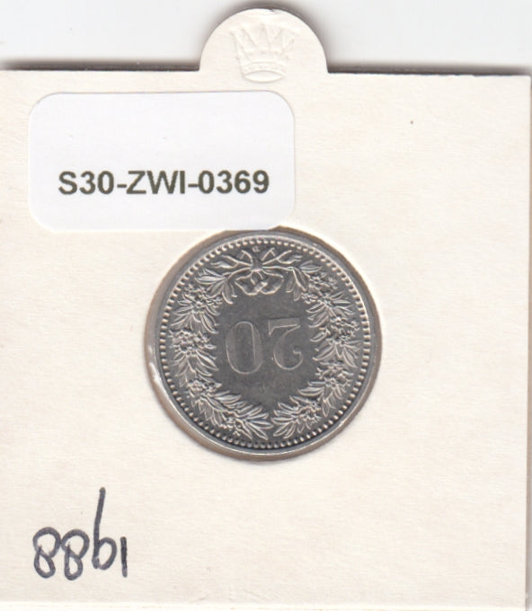 S30-ZWI-0369 Switzerland 20 Rappen AU 1988 KM# 29a