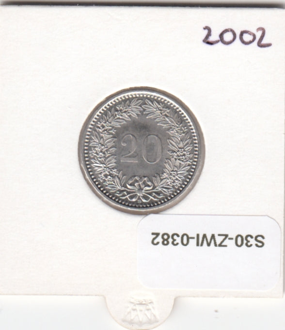S30-ZWI-0382 Switzerland 20 Rappen UNC 2002 KM# 29a
