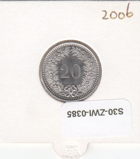 S30-ZWI-0385 Switzerland 20 Rappen UNC 2006 KM# 29a