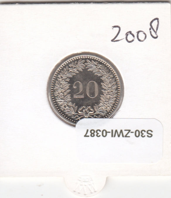 S30-ZWI-0387 Switzerland 20 Rappen UNC 2008 KM# 29a