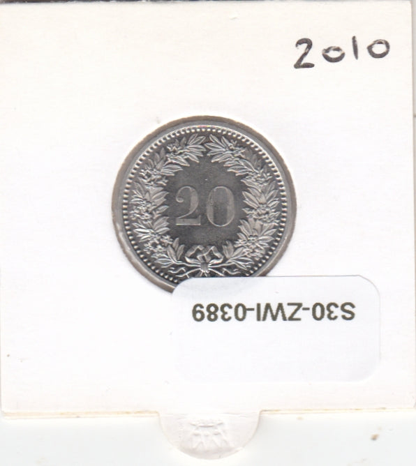 S30-ZWI-0389 Switzerland 20 Rappen UNC 2010 KM# 29a