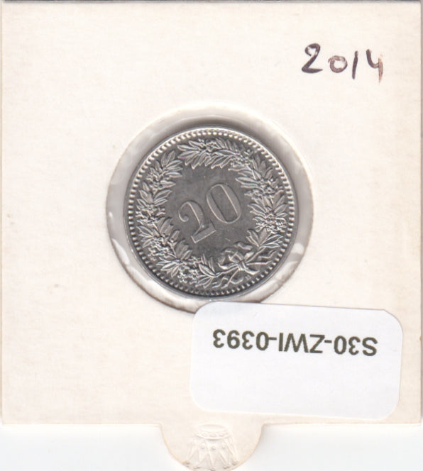 S30-ZWI-0393 Switzerland 20 Rappen UNC 2014 KM# 29a