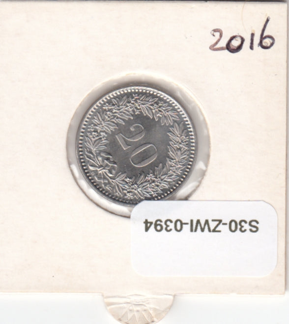 S30-ZWI-0394 Switzerland 20 Rappen UNC 2015 KM# 29a