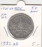 S30-ZWI-0395 Isle Of Man 50 Pence VF 1982 KM102 AB Christmas