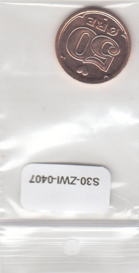 S30-ZWI-0407 Denmark 50 Ore UNC 2022 KM866  Rare extreme low mintage