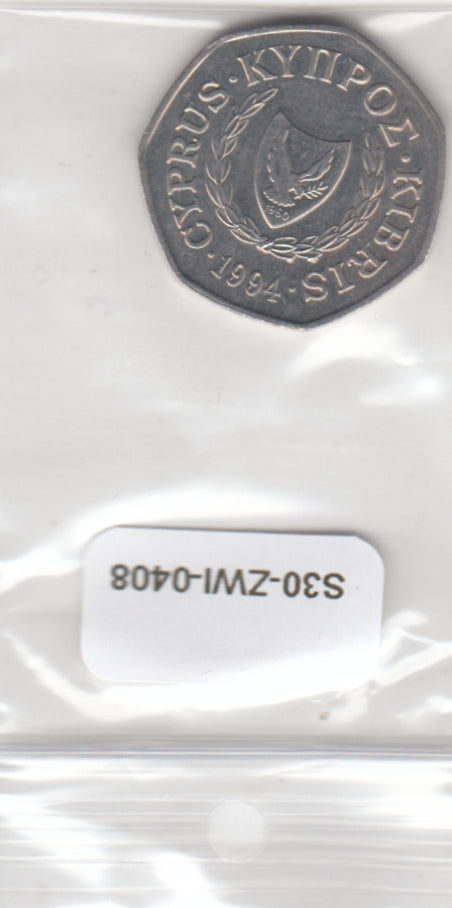 S30-ZWI-0408 Cyprus 50 Cents UNC 1994 KM66  Abduction of Europa