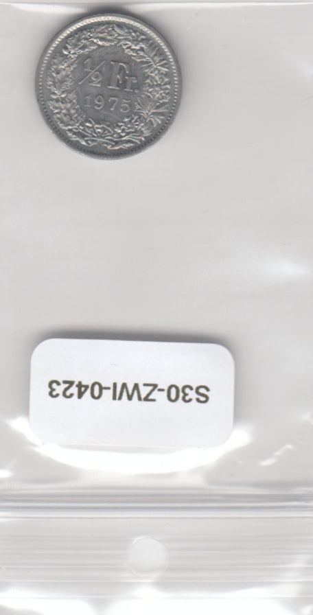 S30-ZWI-0423 Switzerland 1/2 franc UNC 1975 KM23a