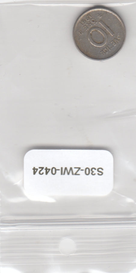S30-ZWI-0424 Sweden 10 Ore VF 1961 KM823  Zilver