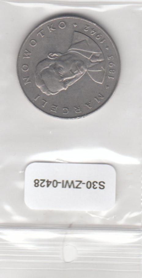 S30-ZWI-0428 Poland 20  Zlotys VF 1976 Y69  Marceli Nowotko