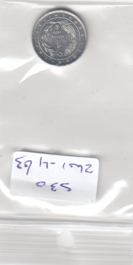 S30-ZWI-0463-M16 Turkey 1 Kurus UNC 2020 KM1466  Spoonbill