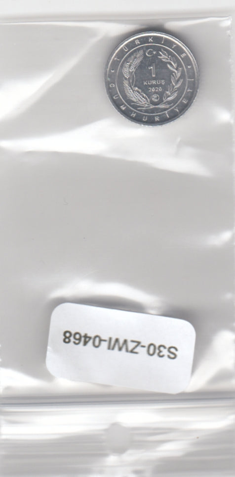 S30-ZWI-0468-M17 Turkey 1 Kurus UNC 2020 KM1463  Eurasian hoopoe