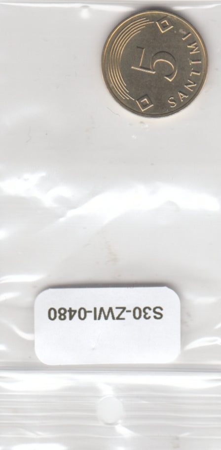 S30-ZWI-0480-M08 Latvia 5 Santimi UNC 2009 KM16