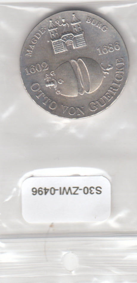 S30-ZWI-0496 Germany-DDR 10 Mark UNC 1977 KM65  Otto von Guericke zilver