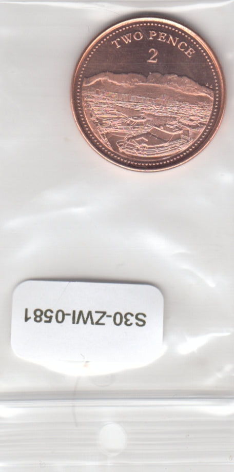 S30-ZWI-0581 Gibraltar 2 Pence UNC 2020 KM1682 AA Small Boats Marina