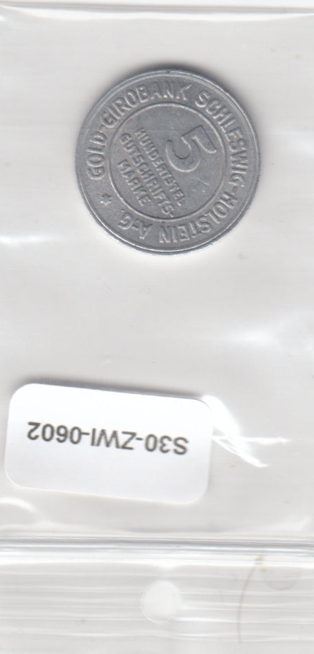 S30-ZWI-0602 Germany 5⁄100 Gutschriftsmarke Schleswig-Holstein UNC 1923 KM# Tn1   Notgeld