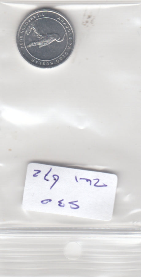 S30-ZWI-0672-M14 Turkey 1 Kurus UNC 2020 KM1458  African Darter